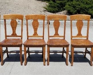 Set six antique oak dining chairs
