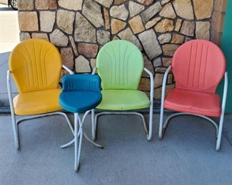 Mid century metal patio chairs