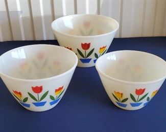 Fire King Tulips nested mixing bowls