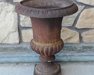 Antique iron garden urn