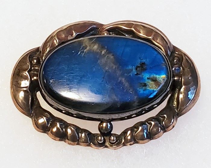 Rare early Georg Jensen Labradorite brooch