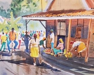 Several Herbie Rose Jamaica pastel paintings