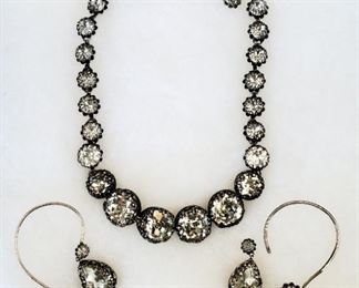 Vintage 16" KRAMER NY Rhinestone Necklace Earrings