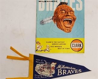 1961 Milwaukee Braves Baseball Program & Pennant