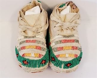 Plains Indian Beaded Quilled Childs Moccasins