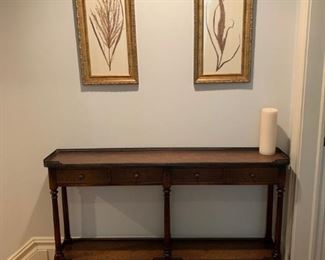 console table and artwork $300