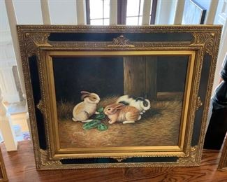 oil painting bunnies $200