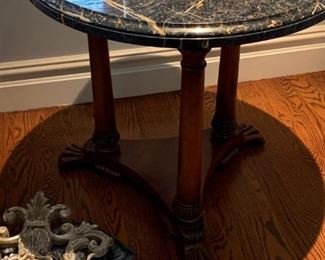 claw foot end table with granite top $450
