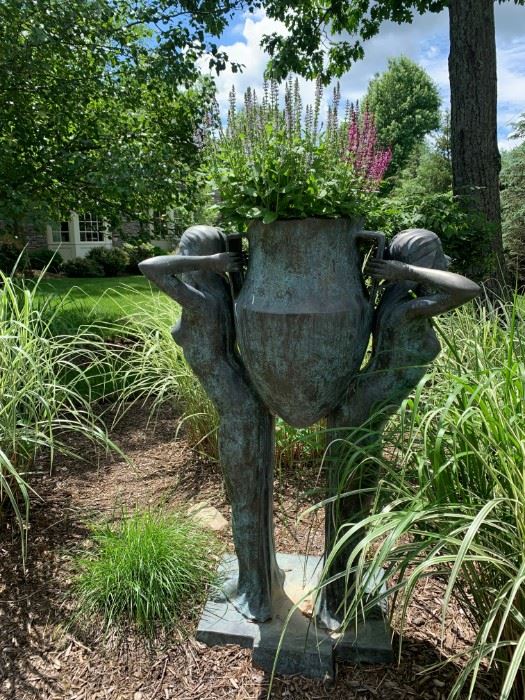 Bronze urn with two ladies $4,000