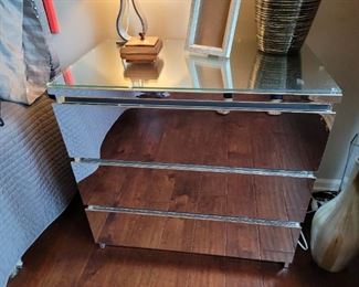 $40.00 each, Ikea Glass chest of drawers bedside table 2 available VG condition