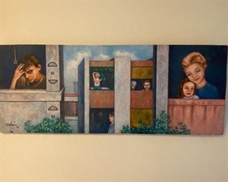 Oil painting by Rudi Adair Cruz - in the verso  shows purchase from artist in 1961