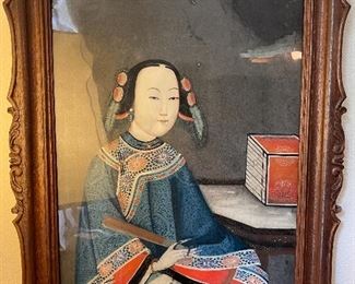 19th century reverse painted portrait