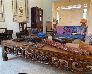 Large teak table/ bench - Asian furniture, Chinese court chairs