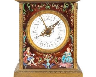 French Enameled Carriage Clock with Alarm