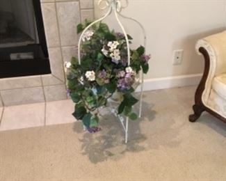 Metal vintage flower stand with flowers - $200.00