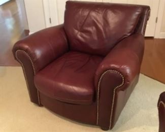 Burgundy leather occasional - excellent condition - matches sofa - $350.00