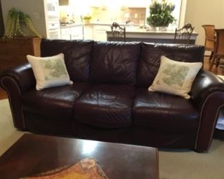 Large burgundy leather sofa - excellent condition - $1000.00