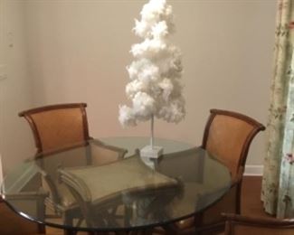 White tabletop tree - has red ornaments to decorate for various holidays - $75.00 
