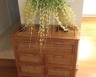 Bamboo medium sized chest with drawers - $250.00.  The arrangement on chest is $25.00