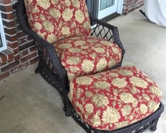 Lane Venture Lounge Chair with matching ottoman - both upholstered and cushioned fabric to accent other 2 pieces - $350.00