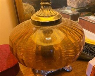 Vintage MCM golden amber glass base lamps (3)