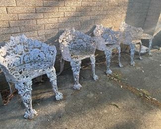 Cast aluminum furniture , grape & vine pattern (4 chairs)