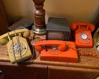 Vintage rotary dial telephones