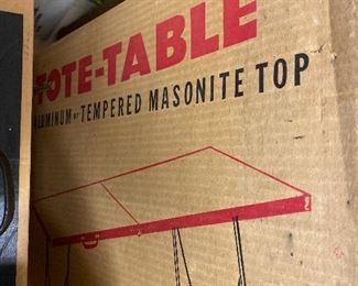 Vintage aluminum folding table, in original box