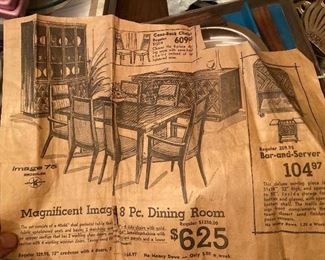 Retro dining set; table, chairs, hutch & bar/server