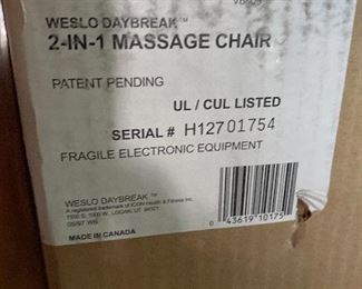 New in Box, Weslo Daybreak massage chair