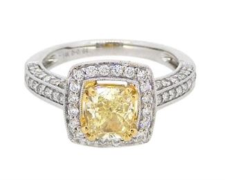 2.01ct Fancy Yellow & 1.78ct Diamond Ring