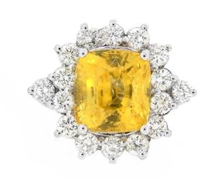 6ct Yellow Sapphire & 2.88ct Diamond Ring