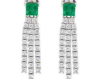 2.10ct Emerald & 2.44ct Diamond Earrings