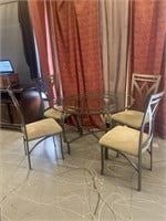 Breakfast Glass Top Iron Table W/ 4 Chairs