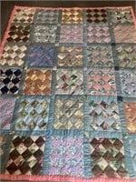 Vintage Handmade Square Patchwork Quilt 
