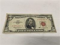 1963 United States Red Seal 5 Dollar Note 