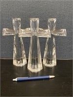 3 Leaded Crystal Glass Crosses 