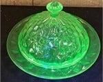 Vintage Vaseline Glass Butter Dish