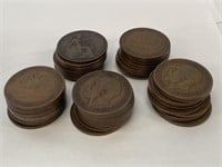 50 Large Cent Copper Coins 1903-1930's