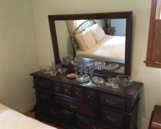 Pine triple dresser with mirror