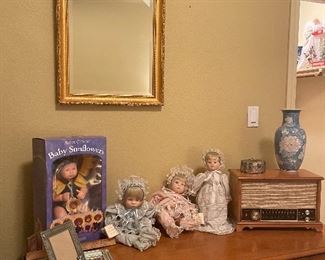 Porcelain Dolls, Gold Wall Mirror