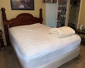Solid Wood Queen Bed with Mattress 