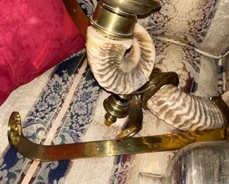 Ram Horn Brass Sconces by Chapman