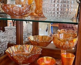 Carnival Glass, Pineapple Pitcher, Iris Vase