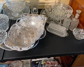 Wexford, Cubist, English Hobnail Glassware, Aluminum Serving Pieces
