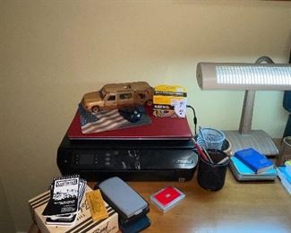 HP Printer, Calculators, Box of Vintage Pencils