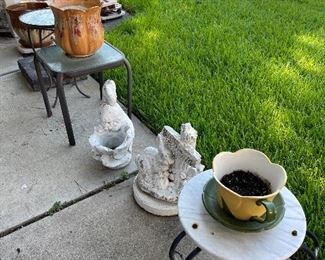 Cement Rabbits, Plant Stands