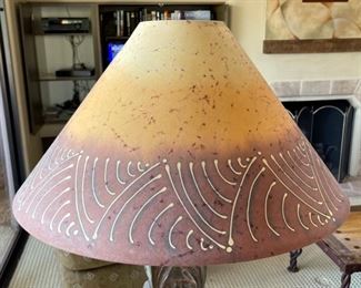 Rustic Carved Wood Floor Lamp	67in H x 25in Diameter	
