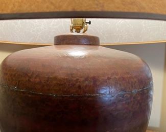Lg Hammered Copper Rustic Lamp	35 x 25” diameter	