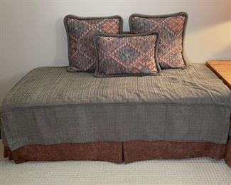 #1 Full Bed w/ covers & Pillows as shown	24x40x75in	HxWxD
